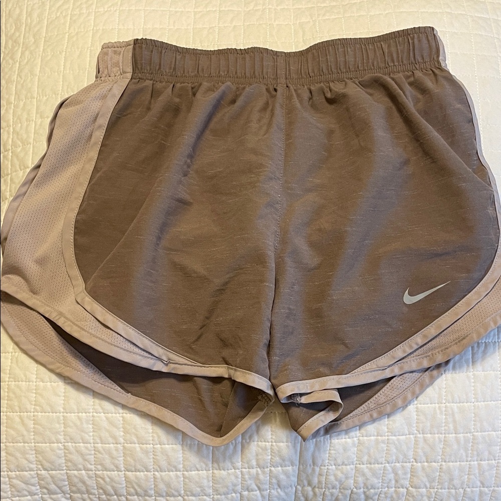 Nike Women's Athletic Shorts in Brown and Tan